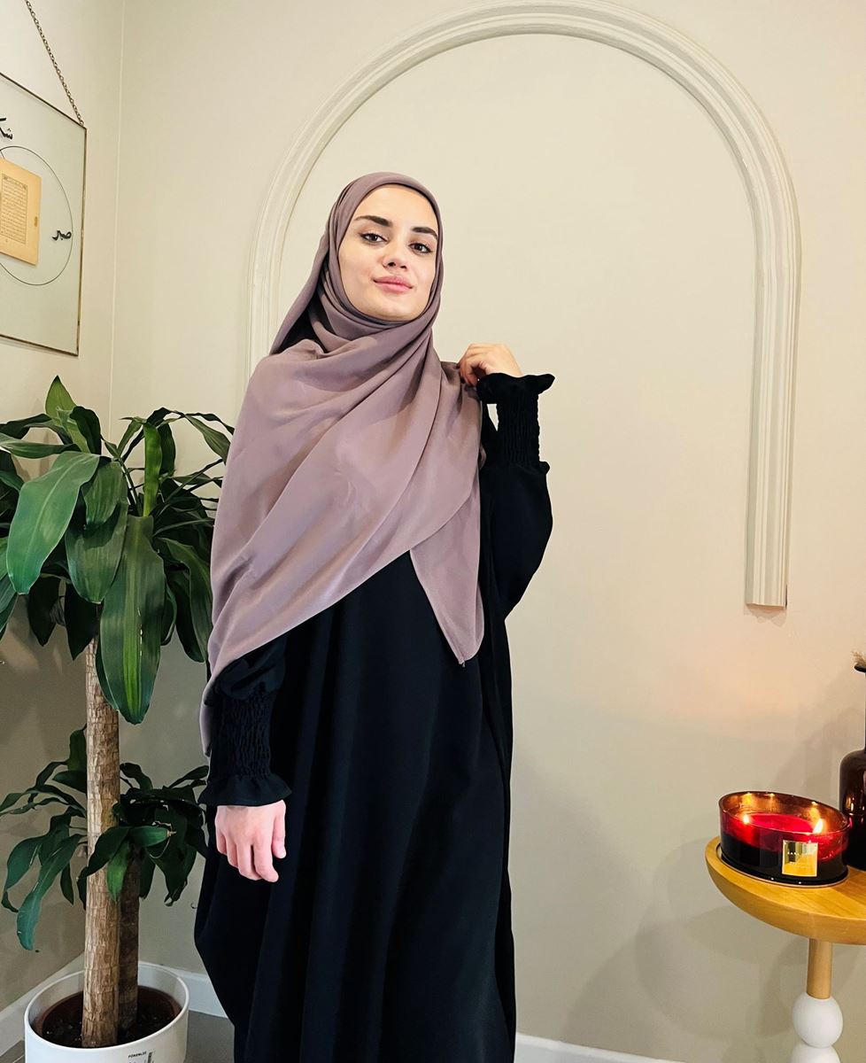 Büyük Boy Kare Şal (Açık Kahve) resmi
